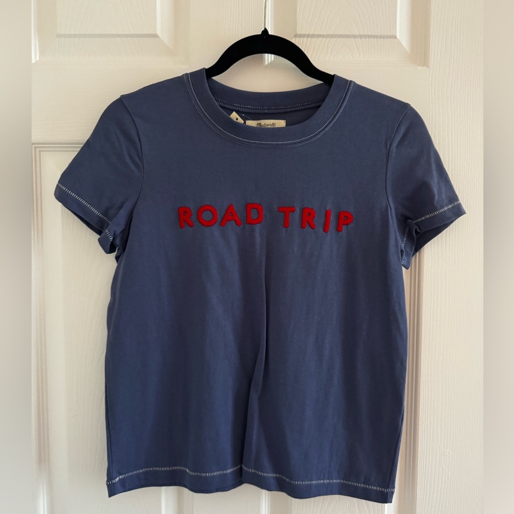 NWT Madewell Blue 'ROAD TRIP' Short Sleeve Tee